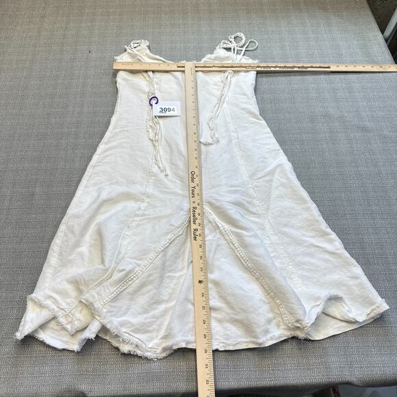 Y2K Ivory Babydoll Dress Medium Fairycore Boho Frayed Corset Style Mini Festival - Picture 9 of 12